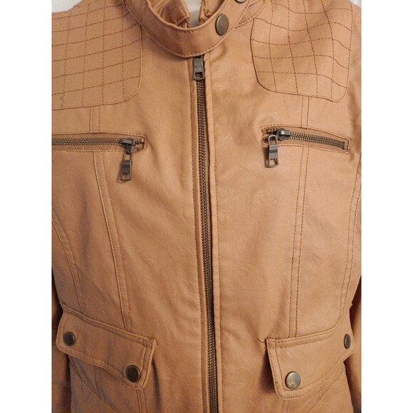 Poetry Clothing Women’s Jacket Tan Leather PVC Size US Medium - Picture 2 of 4